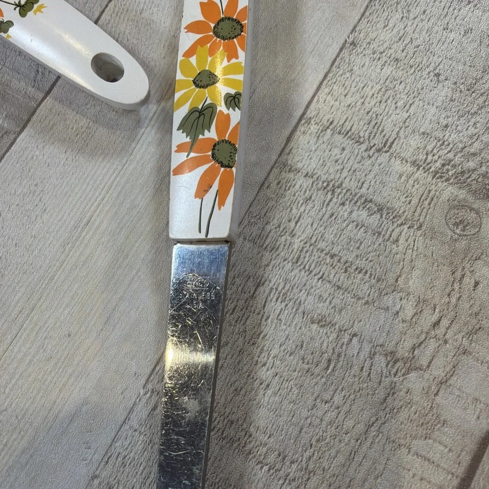Vintage EKCO Country Garden MCM Floral Kitchen Utensils 4 Pc Set USA Cottagecore
